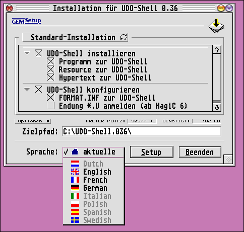 Bild: GEM-Setup von Joachim Fornallaz f&uuml;r die UDO-Shell