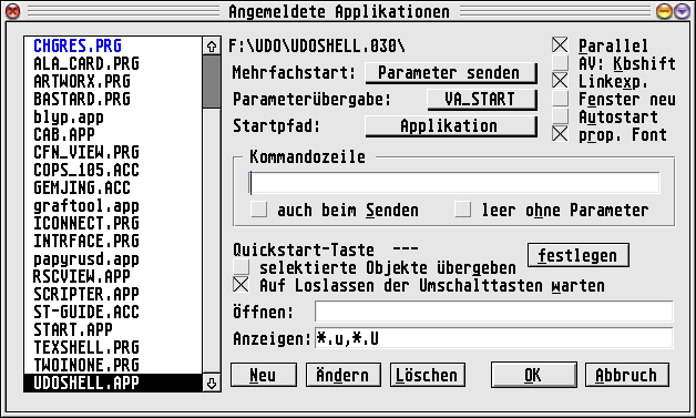 Bild: UDO-Shell startbar per AV-Start, z.B. unter Jinnee 2.x