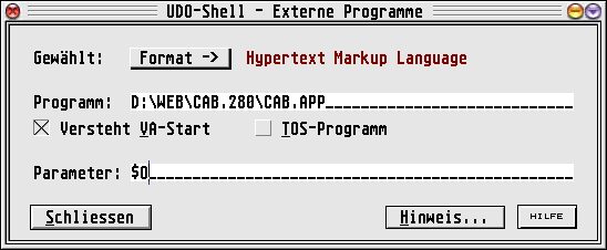 Bild: Jedem UDO-Ausgabeformat kann ein Anwendungsprogramm zugeordnet werden