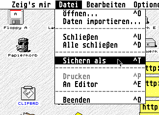 Men&uuml;punkt "sichern als..."