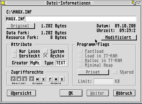 &Auml;ndern der Zugriffsrechte &uuml;ber den Datei-Informationen-Dialog