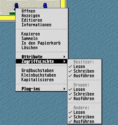 &Auml;nderung der Zugriffsrechte &uuml;ber das Kontextmen&uuml;